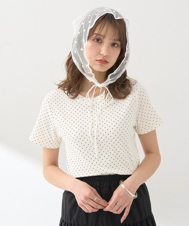 earth music&ecology ドットレースバブーシュカ Ivory