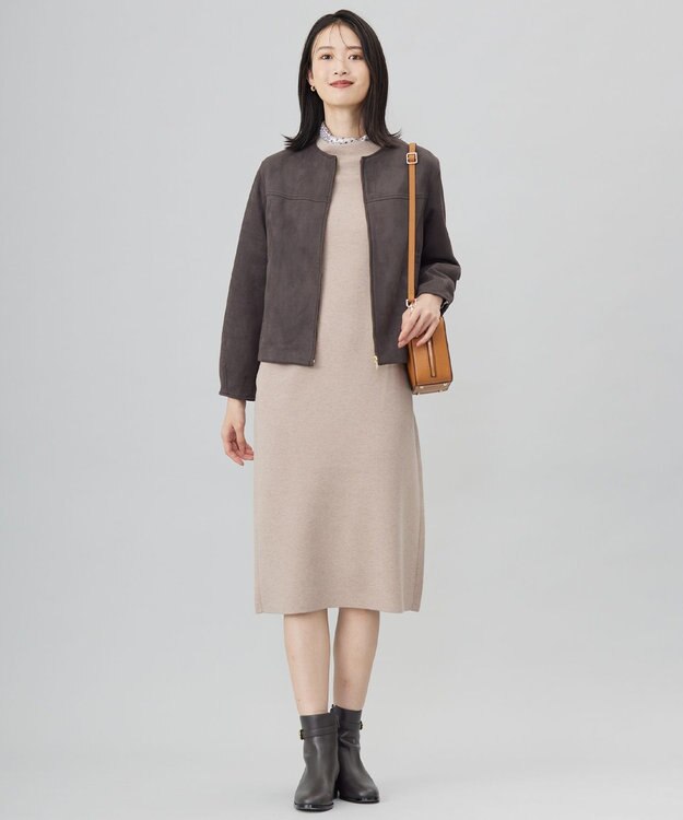 J.PRESS LADIES L スウェードダンボール ブルゾン スレートブラウン系