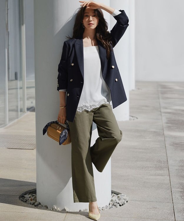 23区 【先行予約】レーヨンポリエステルストレッチ Vネック カーディガン ホワイト系