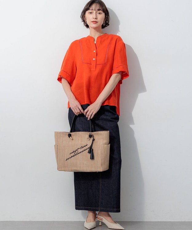 23区 【先行予約】ロゴ刺繍 雑材 トートバッグ ベージュ系