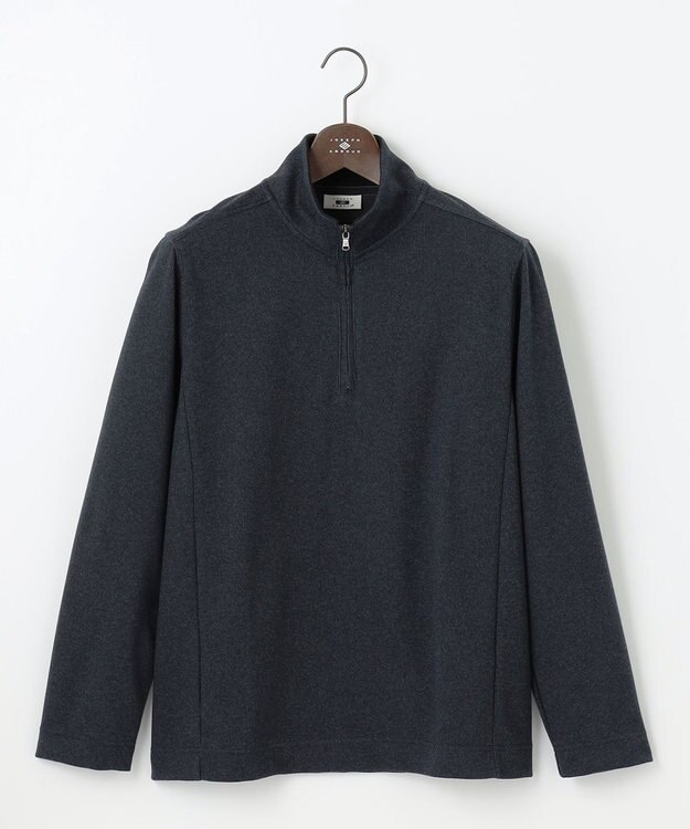 JOSEPH ABBOUD 【保温性/軽量り/ジャパンファブリック】ストライプジャカードジップ  プルオーバー ネイビー系1
