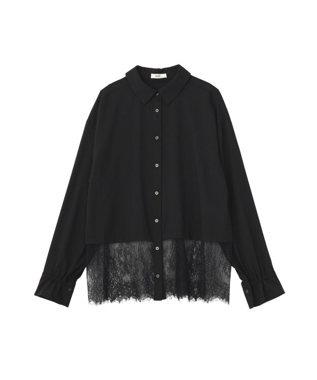 earth music&ecology 【予約】適ON レースヘムシャツ Black