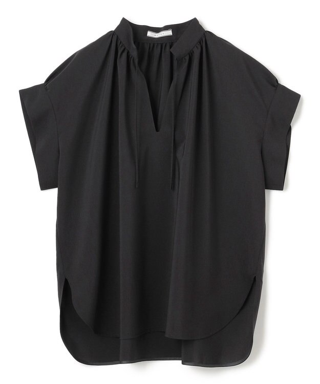 BEIGE， 【洗える/接触冷感/速乾/UVケア対応】BATEAU / Vネックバックギャザーハーフスリーブブラウス Black