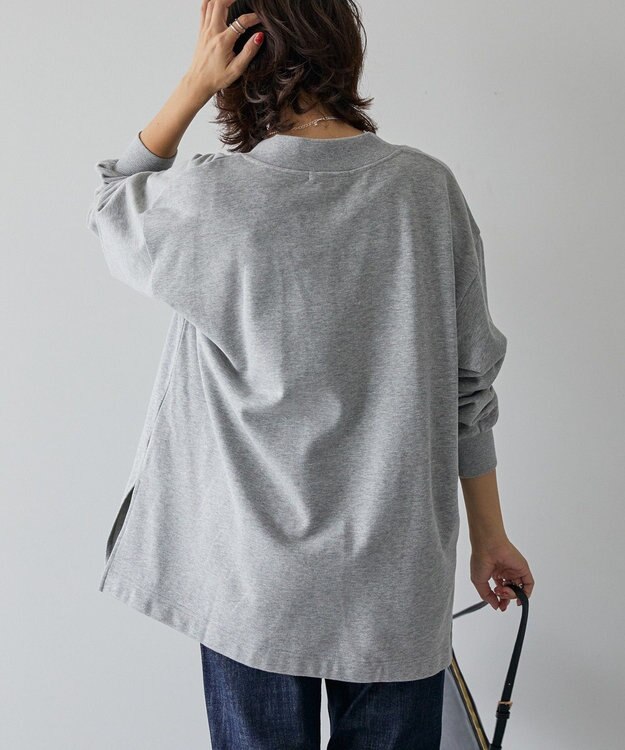 AMERICAN HOLIC Vネックサイドスリットロングスウェットプルオーバー/チュニック Light Gray Mixture