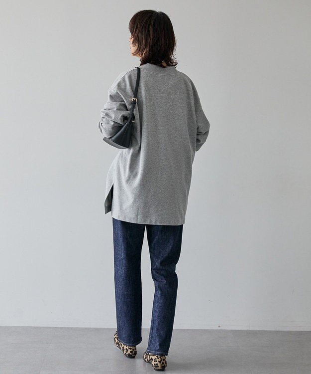 AMERICAN HOLIC Vネックサイドスリットロングスウェットプルオーバー/チュニック Light Gray Mixture