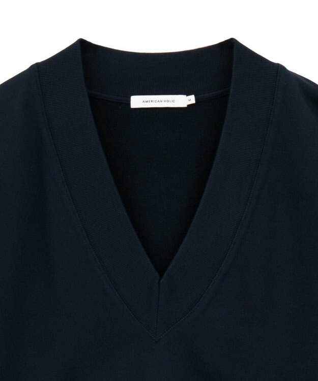 AMERICAN HOLIC Vネックサイドスリットロングスウェットプルオーバー/チュニック Navy