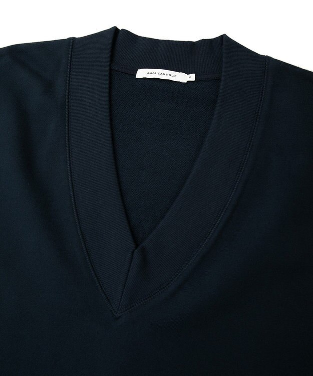 AMERICAN HOLIC Vネックサイドスリットロングスウェットプルオーバー/チュニック Navy