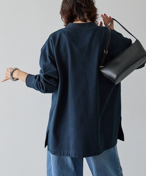 AMERICAN HOLIC Vネックサイドスリットロングスウェットプルオーバー/チュニック Navy