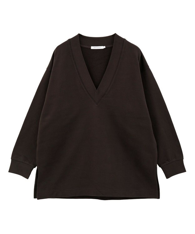 AMERICAN HOLIC Vネックサイドスリットロングスウェットプルオーバー/チュニック Brown