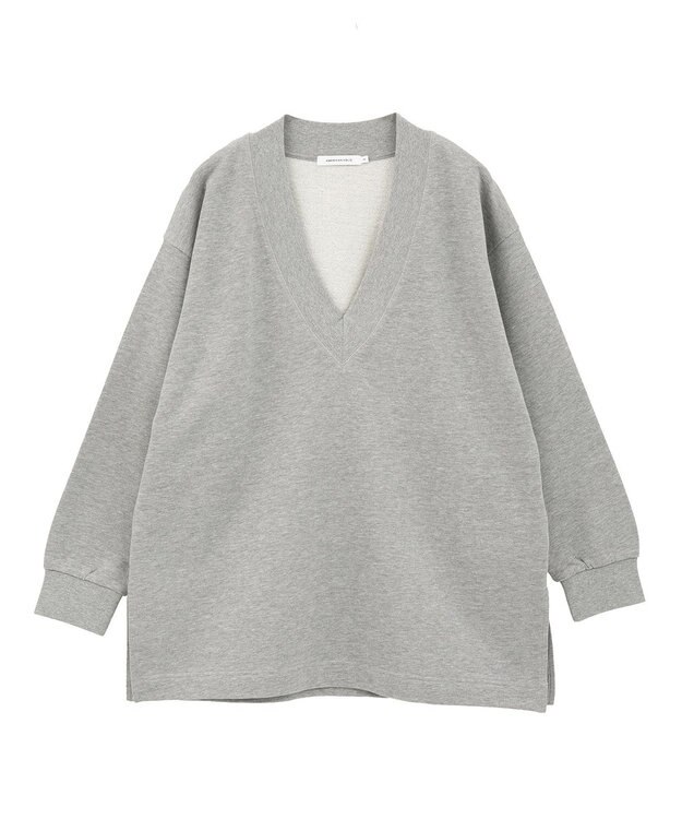 AMERICAN HOLIC Vネックサイドスリットロングスウェットプルオーバー/チュニック Light Gray Mixture