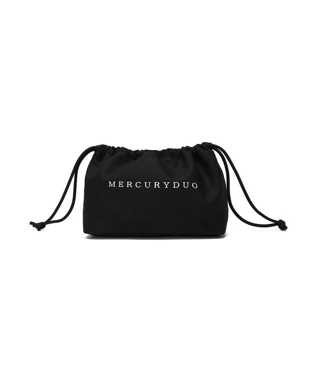 style code 【MERCURYDUO/マーキュリーデュオ】ロゴ巾着&カードケース付 軽量エンブロイダリーレース 2WAYトートバッグ ブラック