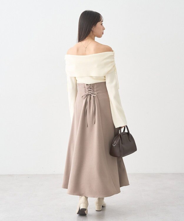 earth music&ecology バックレースアップスカート Beige
