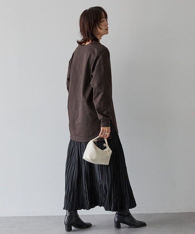 AMERICAN HOLIC Vネックサイドスリットロングスウェットプルオーバー/チュニック Brown