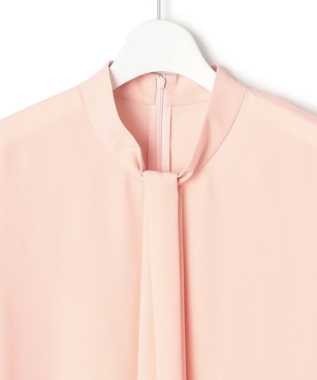 23区 L 【洗える】バックサテンアムンゼン ボウタイ付き ブラウス ピンク系