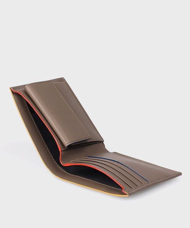 Paul Smith ストライプカラードエッジ 2つ折り財布 グレイッシュベージュ