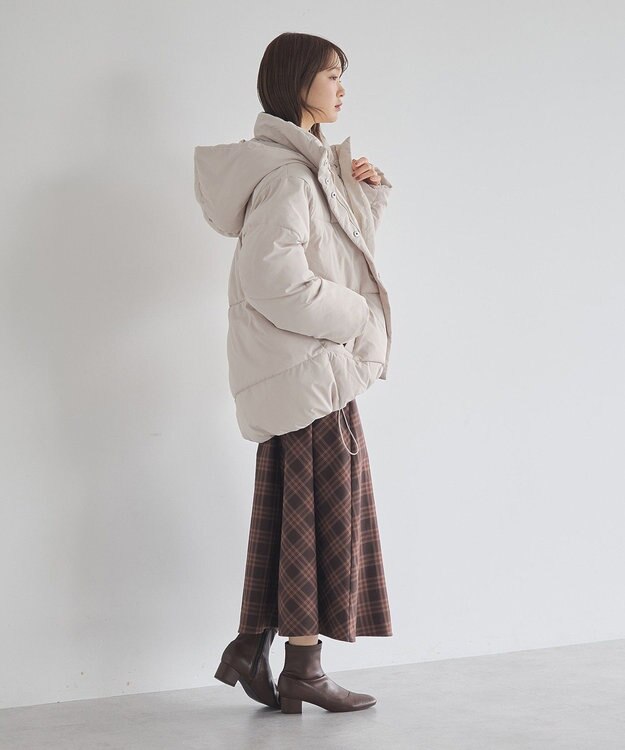 earth music&ecology バックレースアップスカート Check Brown