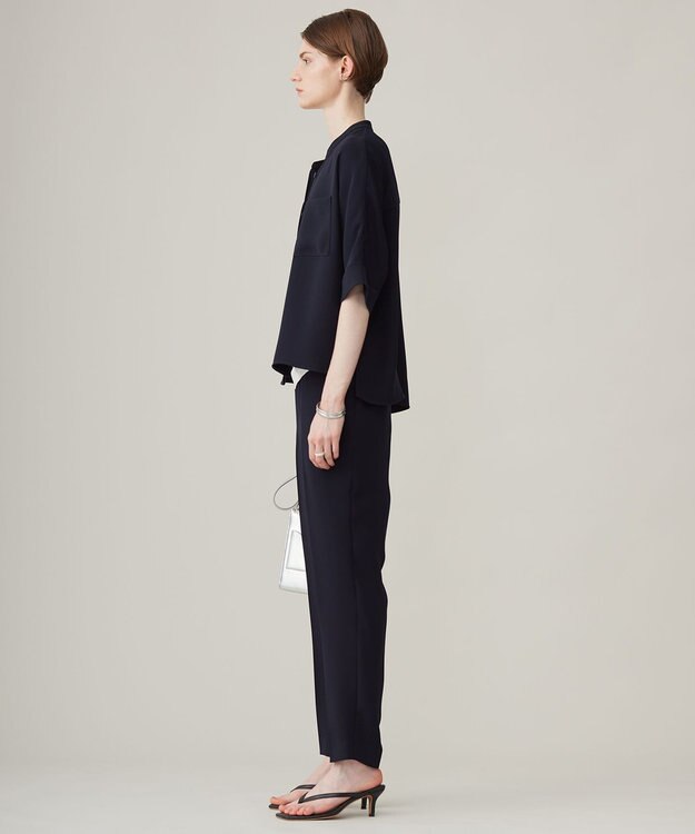 ICB 【洗える】ライトダブルクロス ドロストパンツ ネイビー系