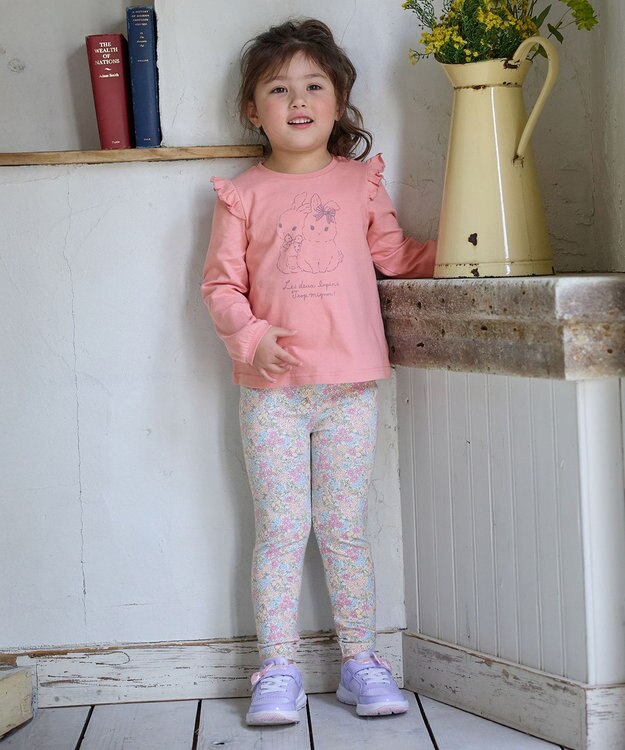 ANY KIDS 総柄フルレングスレギンス オフホワイト×小花柄