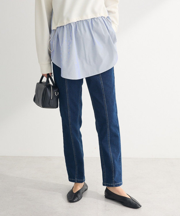 Green Parks ＧＵＭストレッチパネル切り替えデニムパンツ Indigo