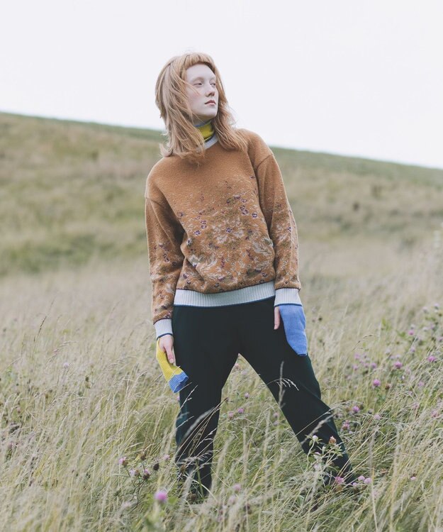 COQ FOREST MEMORY 花柄プルオーバーニット ベージュ