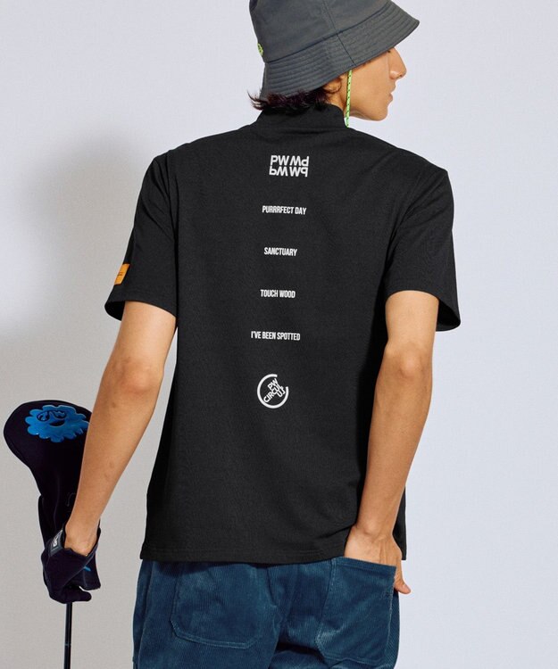 PW CIRCULUS 【吸水速乾 / UV遮蔽率99.5% UVカット / ストレッチ】【MEN】ポケットモックT ゴルフ ブラック系