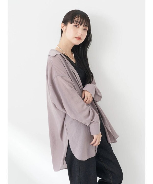 earth music&ecology シアーボーイズライクシャツ Off White