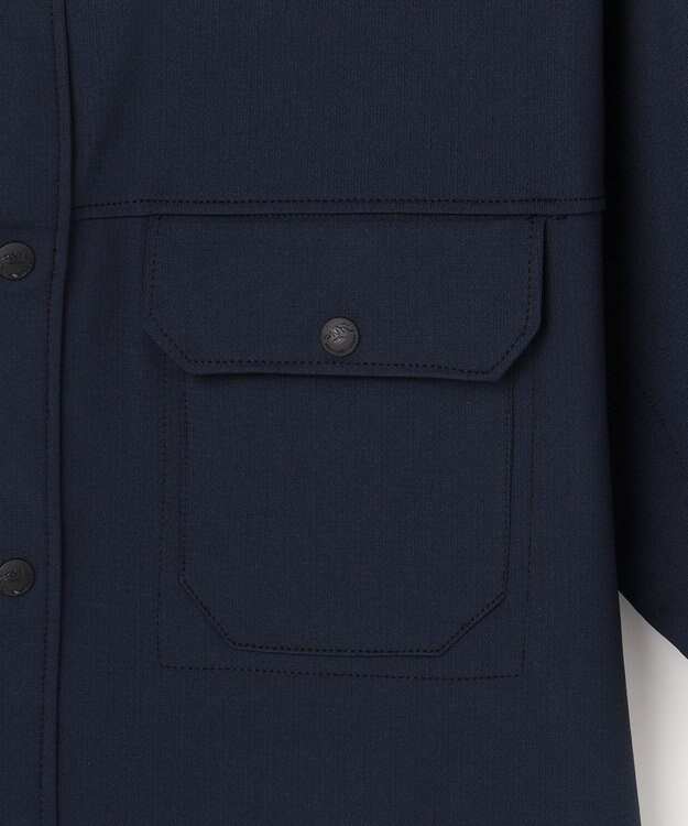 JOSEPH ABBOUD MOUNTAIN 【UVカット/接触冷感】SOLAMENT トリコットメッシュ 半袖 シャツ ネイビー系