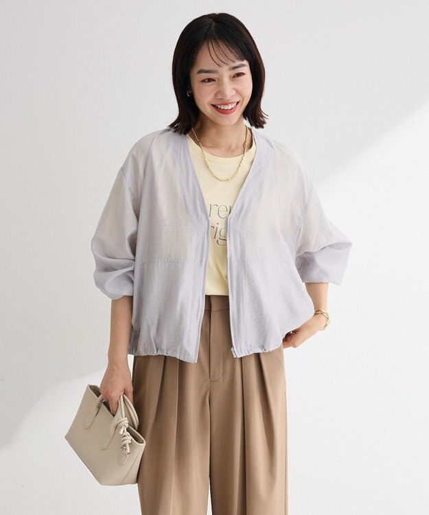 Green Parks シアーＺＩＰＶネックブルゾン Gray