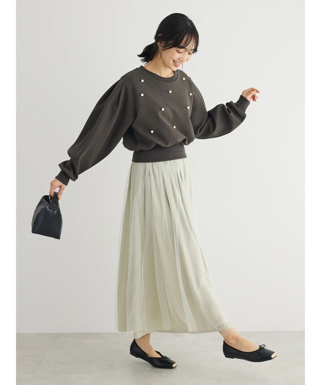 Green Parks ２ｗａｙ　リバーシブルシャイニーチュールスカート Ivory