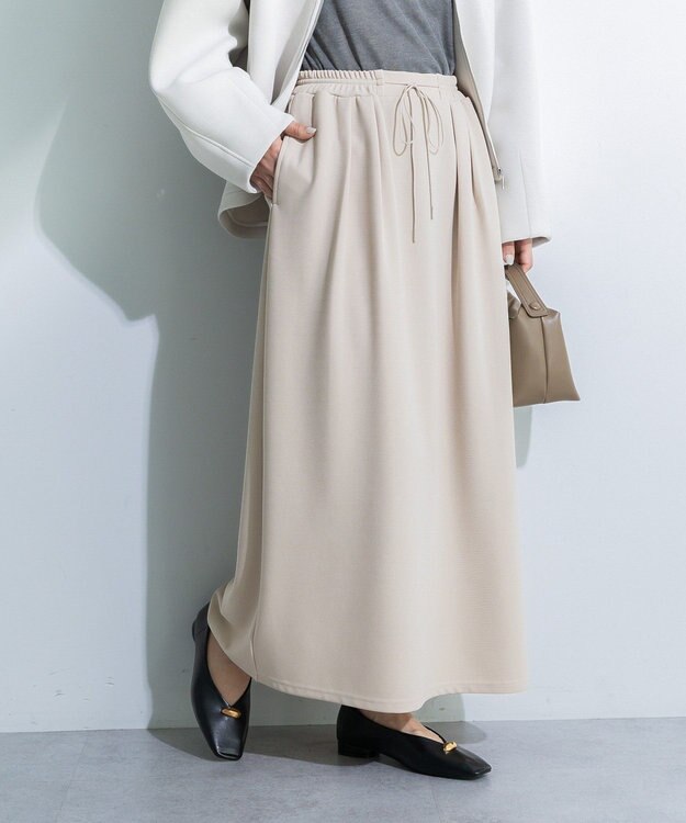 Green Parks 楽ちんリップルＩラインスカート Light Beige