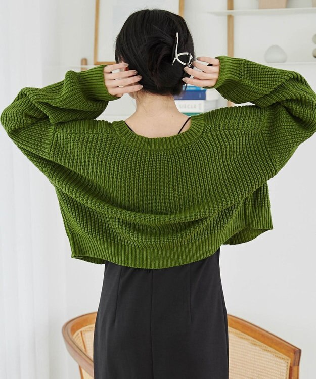 WEGO Vネックカラーカーディガン グリーン