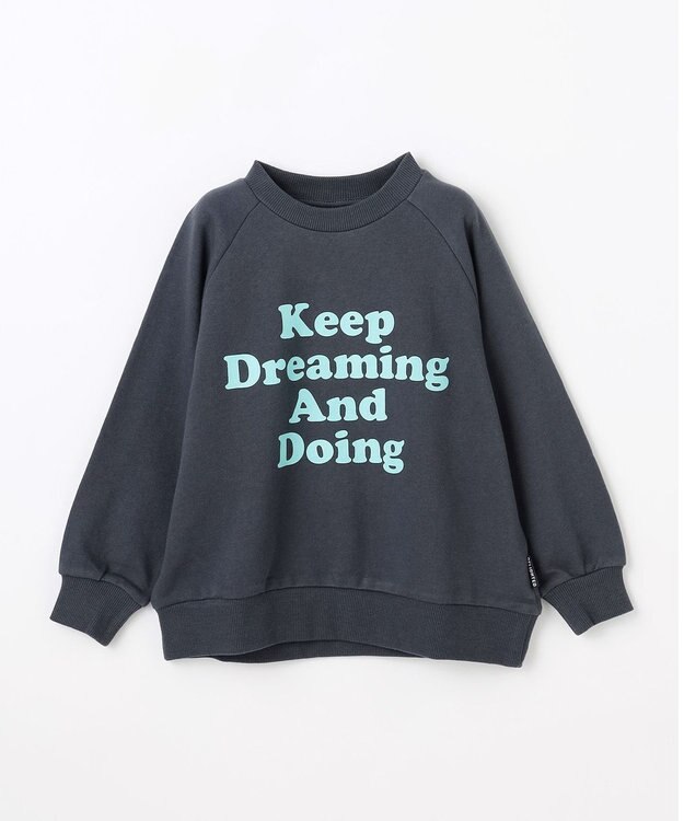 ANY KIDS ロゴプリント トレーナー チャコール