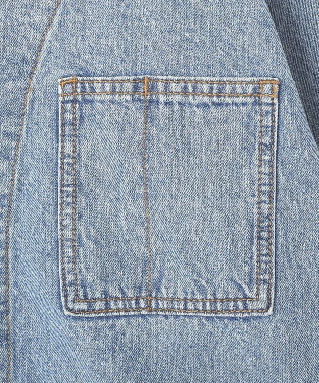 earth music&ecology 【綿100％】デニムノーカラーカバーオール Light Indigo