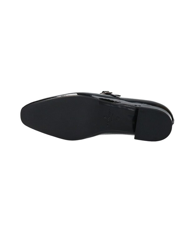 INTER-CHAUSSURES 【FABIO RUSCONI】スクエアトウワンストラップパンプス ブラックエナメル