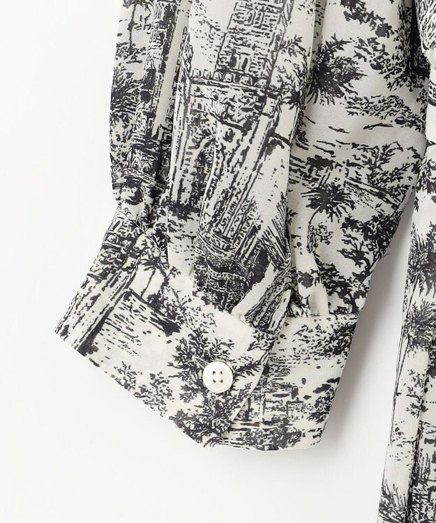 自由区 L 【洗える】ランドスケーププリント ワンピース モノトーン