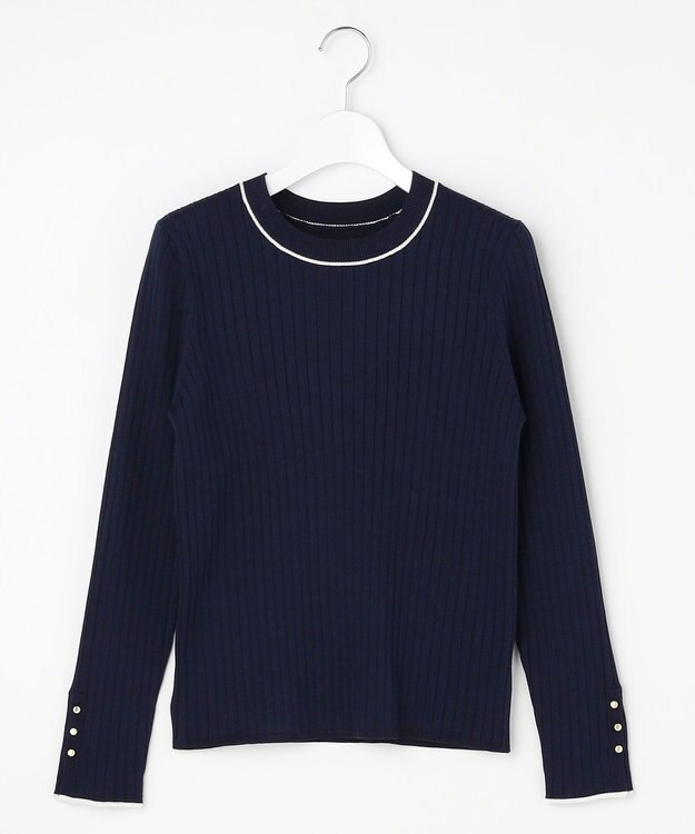 ANY SIS ラインポイント ニット ネイビー