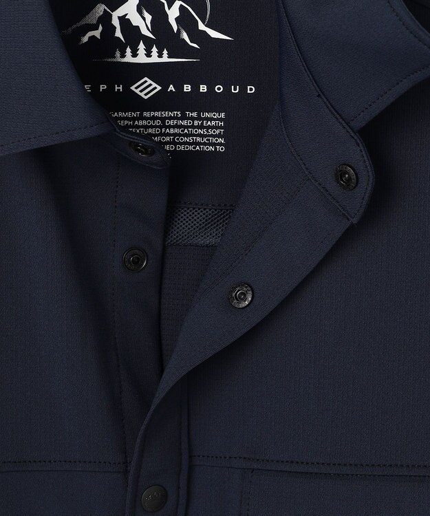 JOSEPH ABBOUD MOUNTAIN 【UVカット/接触冷感】SOLAMENT トリコットメッシュ 半袖 シャツ ネイビー系