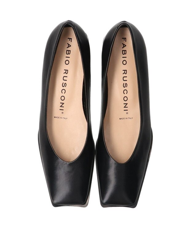 INTER-CHAUSSURES 【FABIO RUSCONI】スクエアトウVカットカッターシューズ ブラック