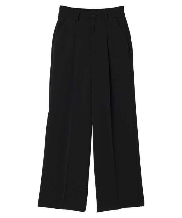 earth music&ecology タックストレートパンツ Black