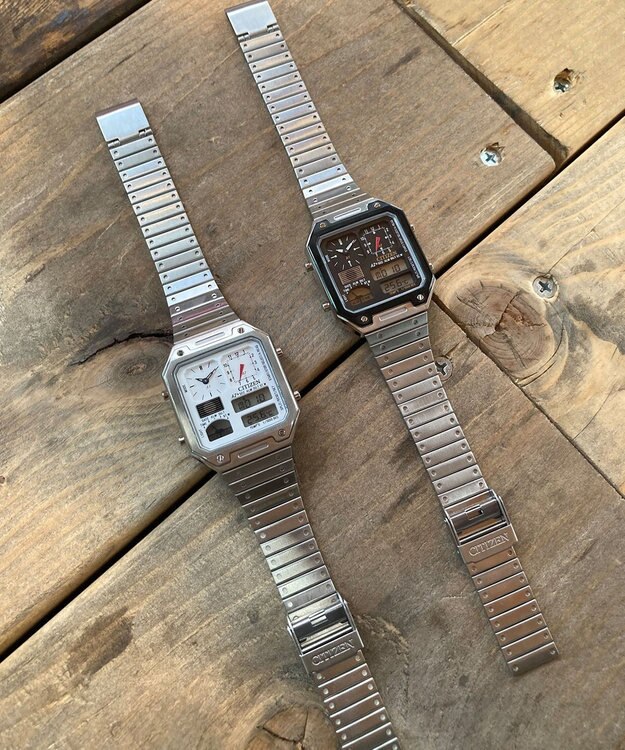 CITIZEN 【復刻デザイン】1982年の「サーモセンサー」を現代風にリバイバル 温度センサー搭載のコンビネーションウオッチ ブラック