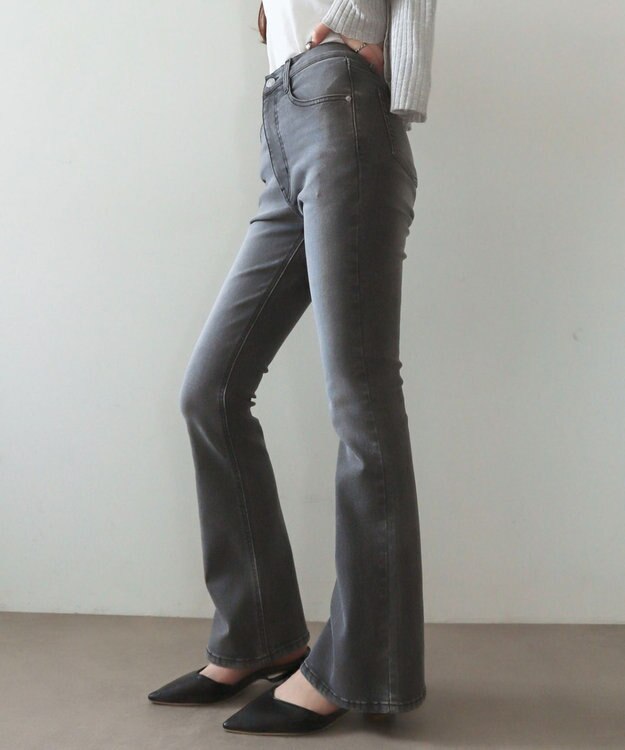 WEGO 【美脚パンツ】ストレッチフレアデニムパンツ デニムブラックソノタ