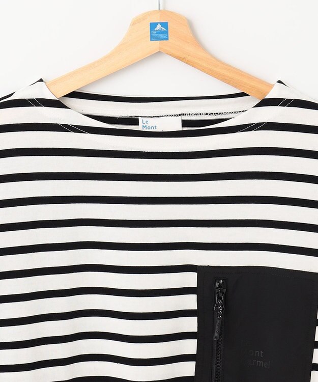 SHARE PARK LADIES 【UNISEX】ボートネックボーダーＴシャツ（S・Mサイズ） オフ×ブラックボーダー