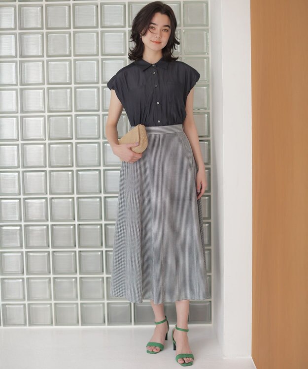 組曲 L ギャザーライトデシン ブラウス ネイビー系