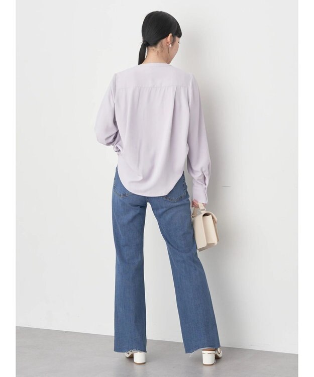 earth music&ecology ノーカラーフロントタックブラウス Light Pink