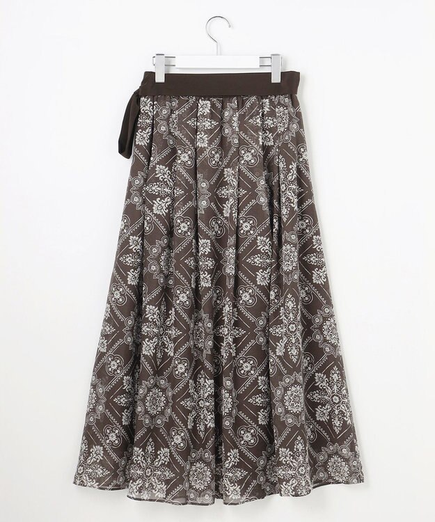 自由区 ロータスタイルプリント スカート ブラウン