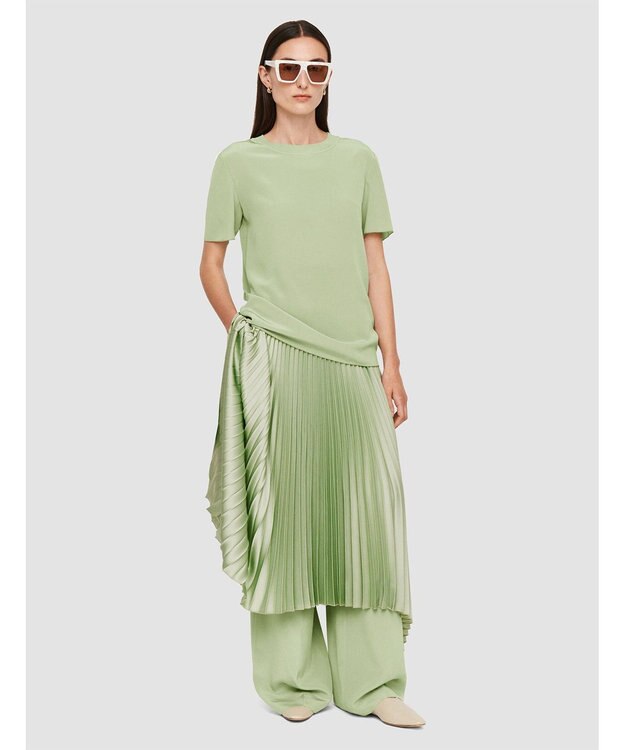 JOSEPH 【洗える】クレープ ド ソワ　ショートスリーブTEE Matcha