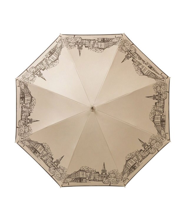 MOONBAT 【遮光100%】SOLFEGE MODE  晴雨兼用 長傘 日傘 街並プリント キャメル