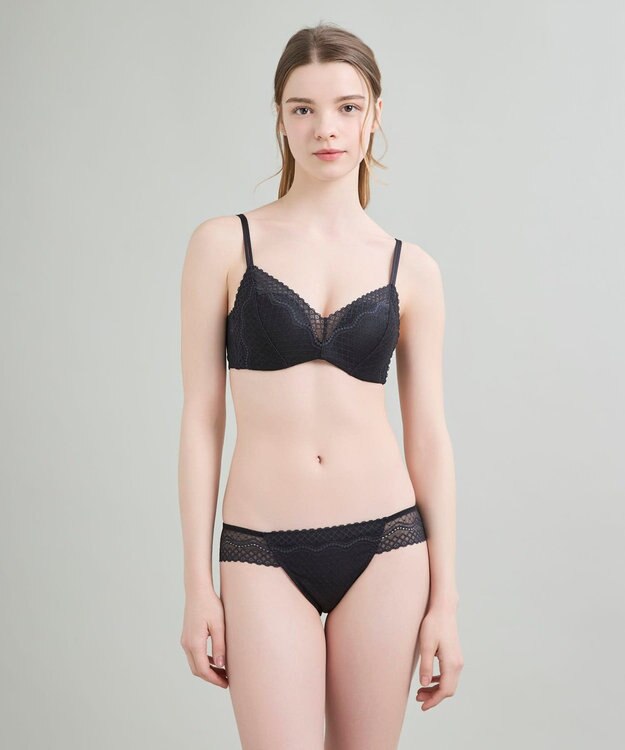 une nana cool 【リニューアル】364ブラ レース ノンワイヤーブラ ブラック