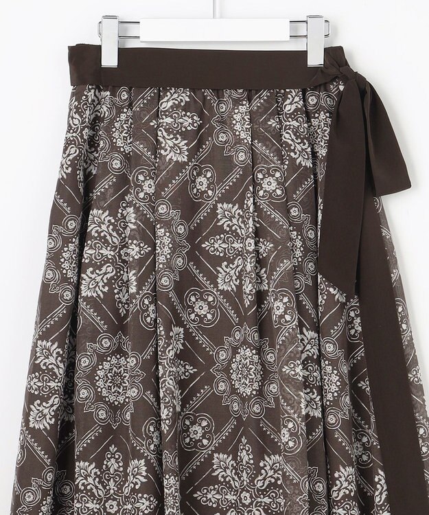 自由区 ロータスタイルプリント スカート ブラウン