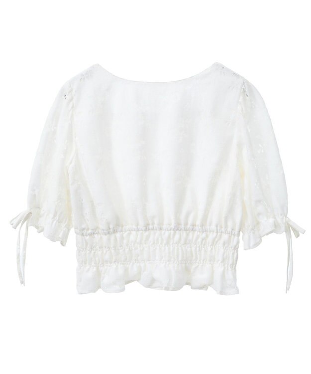 earth music&ecology 透かし花柄ブラウス Ivory